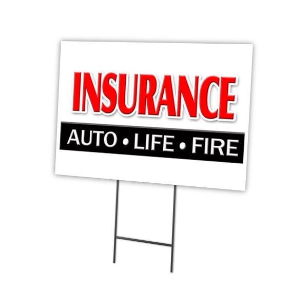 Signmission Insurance Auto Life Fire Yard & Stake outdoor plastic window, 2436 Insurance Auto Life Fire C-2436 Insurance Auto Life Fire - main